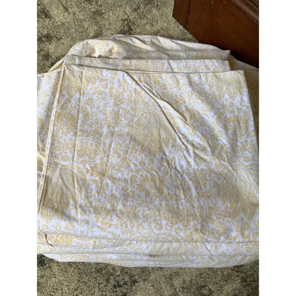 Lauren Ralph Lauren Home Yellow White Floral Damask 100% Cotton Sheet Set‎ full